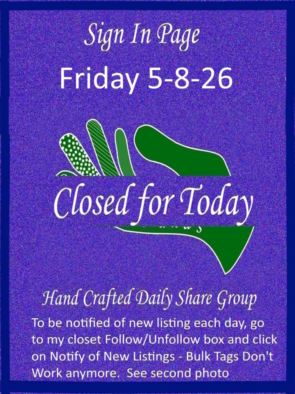 Friday 5-8-2026 Hand Crafted Handmade Share Group Part One - Sign In